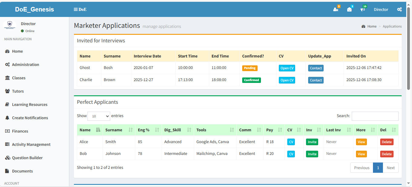 Marketer Applications