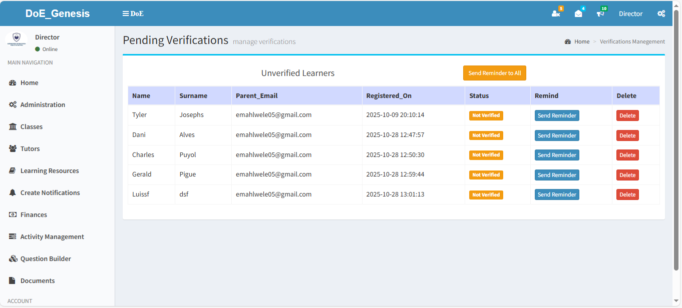 Pending Verifications